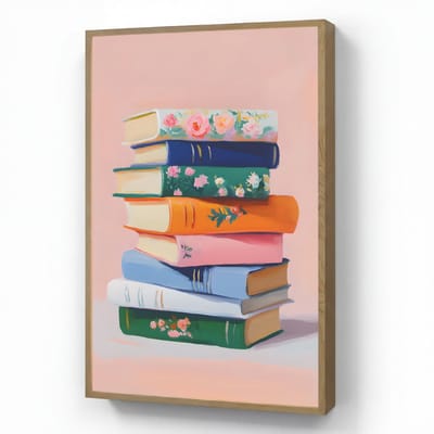 Wandlamp 60x90 cm - Oplaadbaar - Boeken - Stapel - Kleurrijk - Wandlampen binnen woonkamer - Slaapkamer lamp - Decoratieve nachtlamp - Vloerlamp draadloos