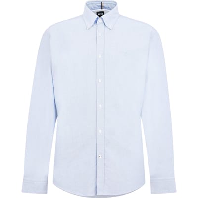 Boss Heren Liam Patroon Kraag Lange Mouw Overhemd (Pastelblauw)