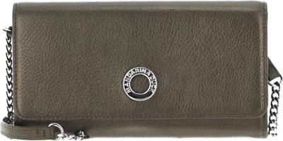 MANDARINA DUCK Leren Kaarthoes Schoudertas Mellow Lux Wallet Bag Metal Green Groene