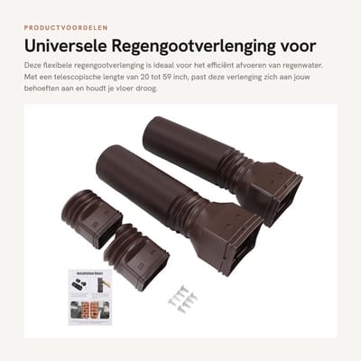 Solidchoice- Regengootverlenging Universeel - Flexibel - Telescopische Verlengingen - Afvoerpijp - Drainageaansluiting - PE/ABS Materiaal
