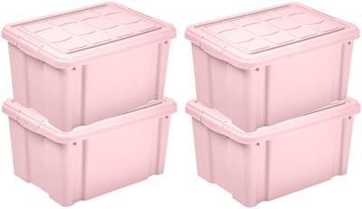 Plasticforte Multi Storage Opslagbox met deksel - 4x - roze - 16 liter - 40 x 30 x 21 cm - kunststof - opbergdoos - opbergen