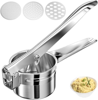 EXCITAT Aardappelstamper - Metalen stamper - Geschikt voor het maken van bonenpuree, pompoenpuree en zoete aardappelpuree