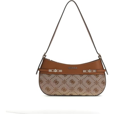 GUESS schoudertas Melinda Logo Shoulder Bag Latte Logo Lichtbruin