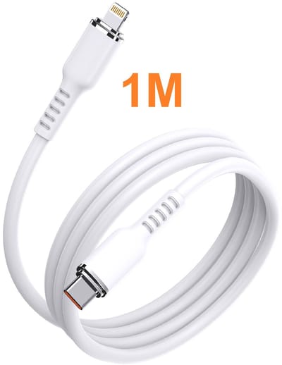 usb c kabel 1M - usb c kabel apple Silicone wit - Oplader kabel geschikt voor iPhone - Kabel geschikt voor lightning iPhone 14 / 14 Pro / 14 Pro Max / 13 / 13 Pro Max / 12 / 12 Pro Max / 11 / 11 Pro Max / iPad 2018 / iPad 2021 /