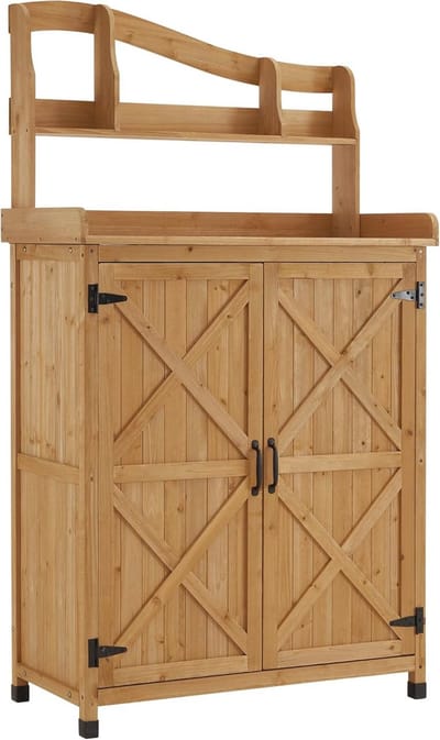 Weerbestendige Plantentafel voor Tuin en Balkon - Houten Multifunctionele Tuintafel met Ruimte voor Planten