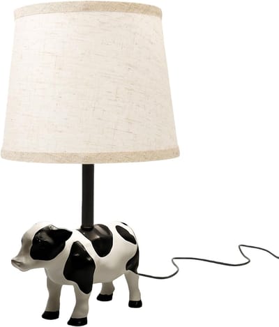 Dierenlamp Koe - Nachtlamp Decoratie - Slaapkamer Verlichting - Westers Landelijk Stijl - 20 x 25 x 20 cm - Beige