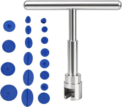 Auto Deuk Trekker Set met T-handvat - 19 stuks - Dellen Reparatieset - AutoUitdeukgereedschap voor Autocarrosserie Krassen en Deukjes Verwijderen