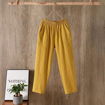 Pantalon d'hiver épais en coton pour femme, taille haute, coupe droite ample, grande taille, ceinture élastique, à porter à l'extérieur, chaud 3XL