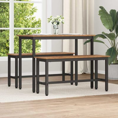 vidaXL - Eetbank - Oudhout - 100 - x - 32,5 - x - 48,5 - cm - Engineered - hout - en - staal
