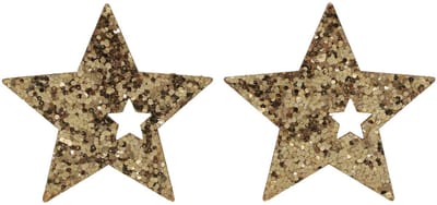 Strooidecoratie Kerst houten sterren naturel goud glitter 5cm 72 st, 7