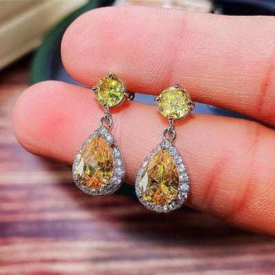 Sterling luxe waterdruppel zirkonia oorbellen voor dames, eenvoudige elegante oorbellen, bruiloft, trendy sieraden, cadeaus brown