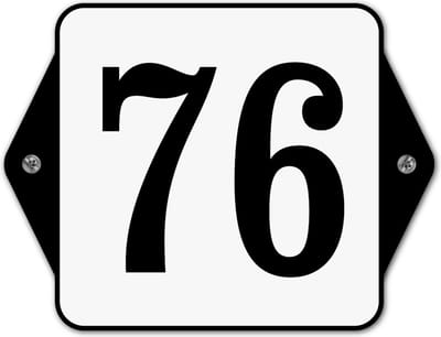 Huisnummerbord klassiek - huisnummer 76 - 16 x 12 cm - wit - schroeven  - nummerbord  - voordeur