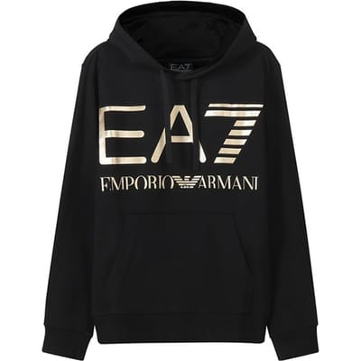 Emporio Armani EA7 FW22 Logo Impression Feuille Hoodie Décontracté Hommes sweats à capuche Noir 6LPM52-PJFGZ-0208 L black