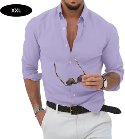 Bovista Overhemd Heren - Volwassenen - Lange Mouwen - Strijkvrij - Lange Mouw - Violet - Maat XXL