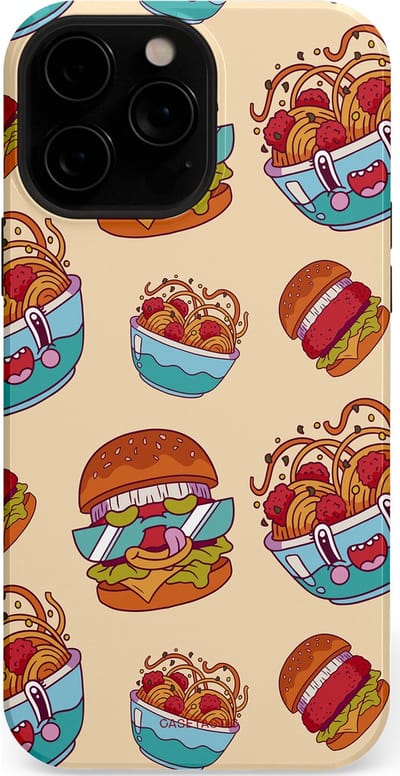 Casetastic Hoesje Geschikt voor Apple iPhone 13 Pro Magsafe - Stijlvolle Beschermende Duo-layer Case - Cartoon Hamburgers