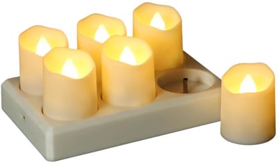 DnA® Led Kaarsen Met Bewegende Vlam - Oplaadbare Waxinelichtjes - Oplaadbare Kaarsen - Oplaadbare Theelichtjes - Wit - 4cm x 4cm x 5cm