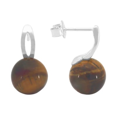 ARLIZI 2116 Oorbellen tijgeroog oorsteker - sterling zilver - 1,9 cm
