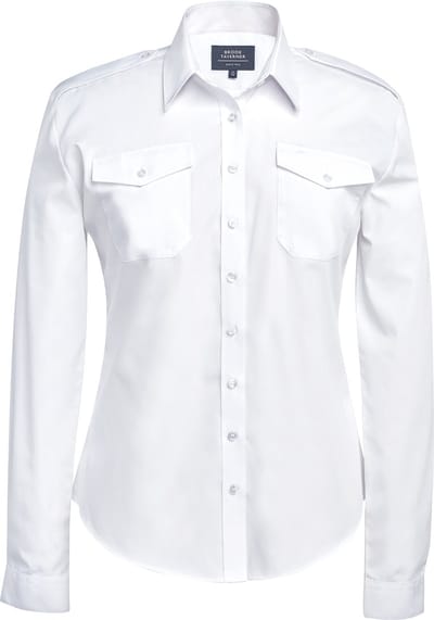 Brook Taverner Dames pilotenblouse met lange mouwen BT2394 - White - 36 EU (8 UK)