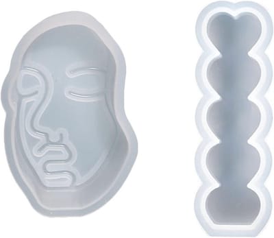 2 Stuks 3D Gezicht Kaars Vorm, DIY Aromatherapie Kaarsen, Abstracte Silicoon Mold voor Handgemaakte Kaarsen, Zeep en Cake Decoratie