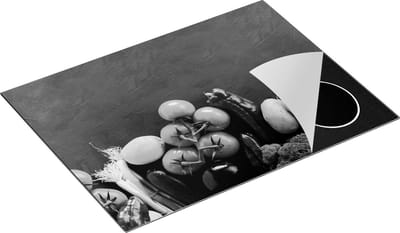 Chefcare Inductie Beschermer Diverse Groente bij elkaar - Zwart Wit - 70x50 cm - Afdekplaat Inductie - Kookplaat Beschermer - Inductie Mat
