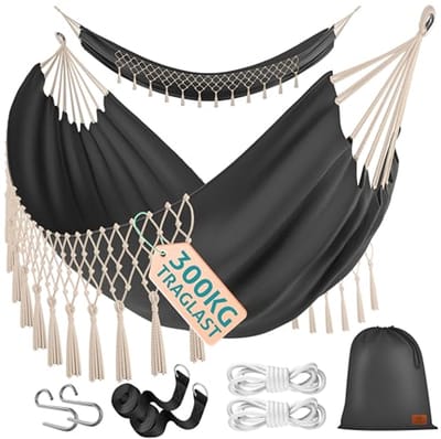 Hammock voor 1-2 Personen, 300 kg Belastbaarheid, 320 x 150 cm, Ademend en Weerbestendig, Perfect voor Camping of Tuin