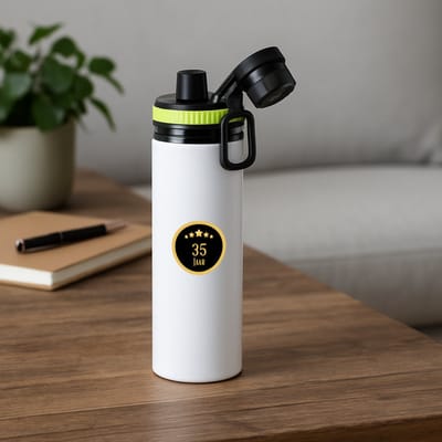 Hacebo® - 35 jaar waterfles met draaidop groen - iemand die 35 jaar is geworden of 35 jaar lang een relatie hebben of getrouwd zijn - verjaardagscadeau - verjaardag - cadeau - kado - geschenk - gift - relatie - water fles - 850ML