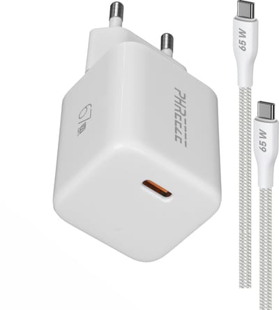Snellader USB C 67W 1 Meter Nylon Oplader Wit
