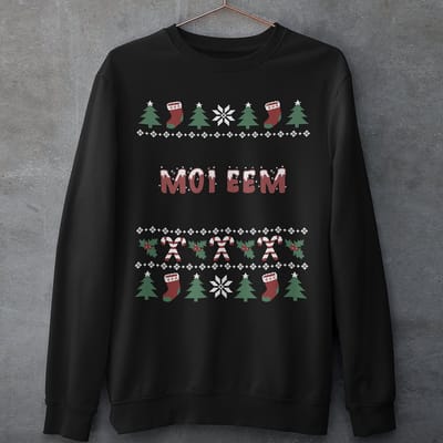 Groningen Kersttrui Zwart Moi Eem Candy Cane - Maat S - Uniseks Fit - Kerstkleding Voor Dames & Heren