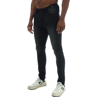 Duck and Cover Heren Overbug Tapered Jeans (Zwart)