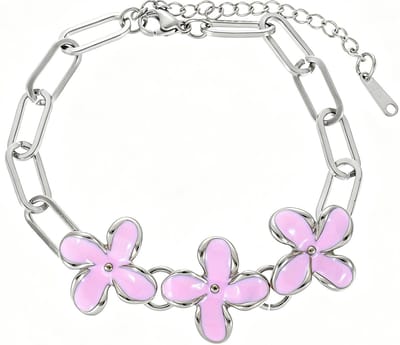 Armband - RVS - bloemen - zilverkleurig - verstelbaar 16-21 cm