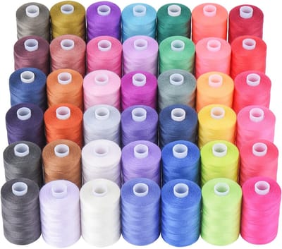 Famanu - Universeel naaigaren, 10 spoelen van polyester garen van 1000 Yards om te naaien, praktische polyesterdraden voor de naaimachine (42 kleuren)