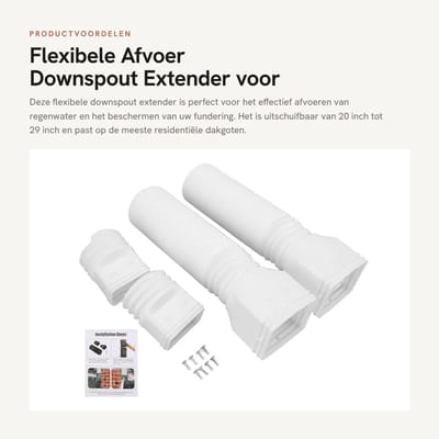 Dailygoods- Afvoer Verlenggoot Uitschuifbaar van 20 Inch Tot 59 Inch - Flexibele Afvoerconnector - Buigzaam - Duurzaam - Houdt Fundering Droog - Regenpijpverlenger