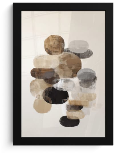 Poster in lijst - Fotolijst 20x30 cm - Posters - Ovaal - Kleurvlakken - Penseelstreken - Posterlijst zwart - Decoratie - Wanddecoratie woonkamer - Muurdecoratie slaapkamer
