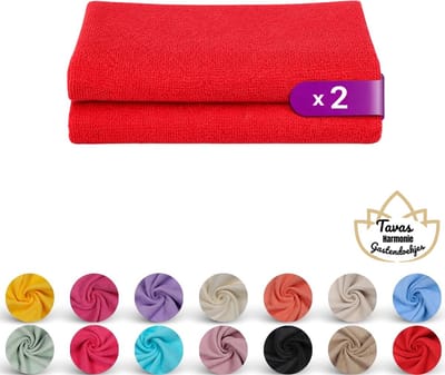 Tavas Harmonie Gastendoekjes 30x50 cm Rood Set van 2 100% Katoen Gastenhanddoek Rechthoek Handdoek Keuken Hotelkwaliteit Gastendoek