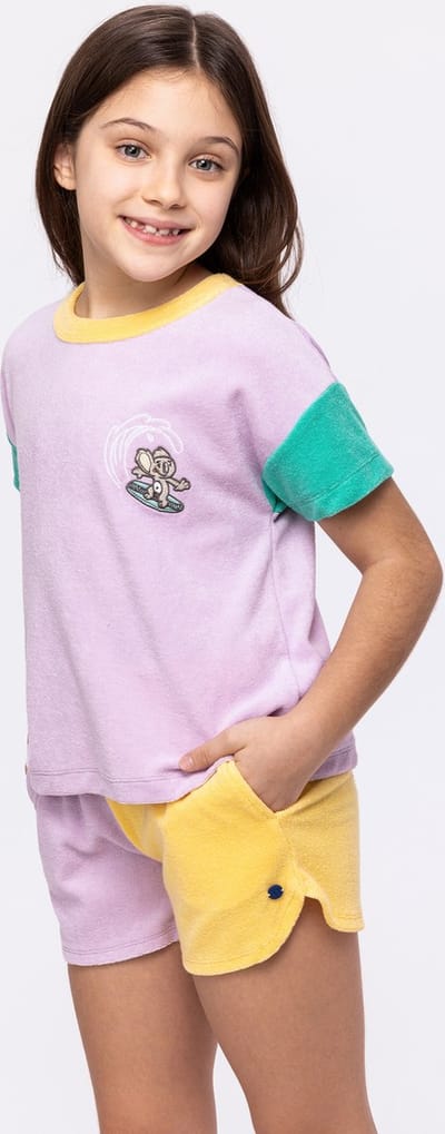 Woody Set van T-shirt en Short Meisjes-Dames mauve - maat 128/8J