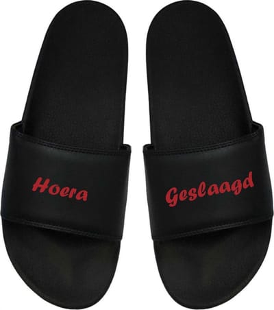 Cadeau Sint - Cadeau Kerst- Cadeau Examen - Cadeau Geslaagd - Badslippers Geslaagd - Rood 46