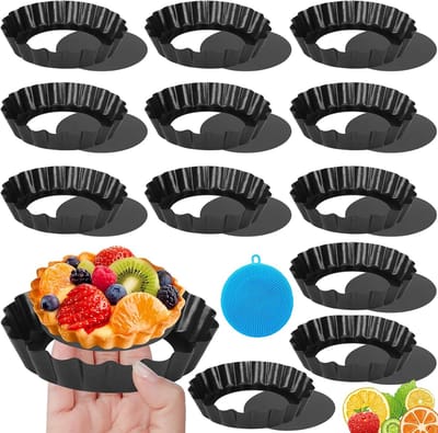 JGS Premium - Cake Bakvorm met Losse Bodem | Fruitcake Pan | Mini Taartvormen Set | Cake Snijders | Anti-aanbak Pie Mold | Quiche Vormen met Verwijderbare Bodem | Ronde Cake Quiche Vorm | Quiche Bakvorm voor Taart en Quiche