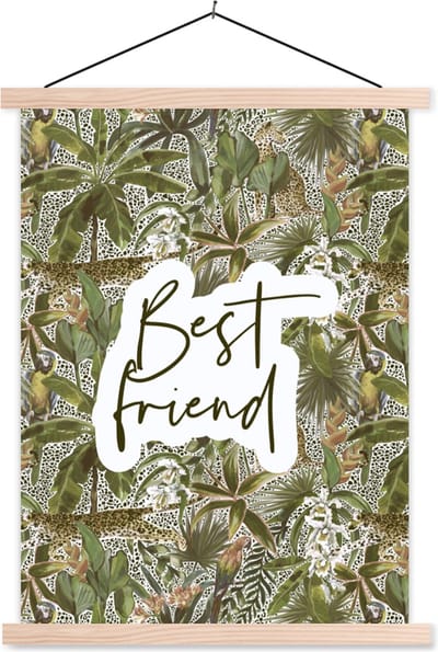 Posterhanger incl. Poster 87x120 cm - Schoolplaat - BFF - Vriendschap - Quotes - Vrienden - Spreuken - Best friend - Textielposter - Blanke latten