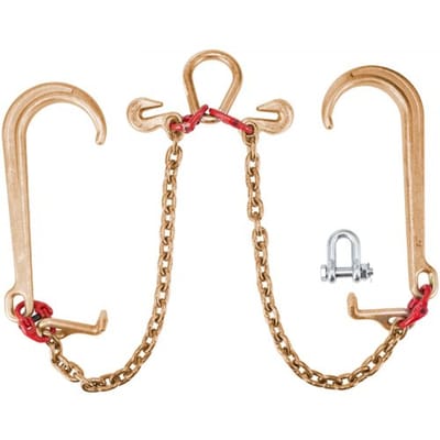 VEVOR J-Haakketting, 3mx8mm Hoofdstelsleepketting, G80 Hoofdsteltransportketting, Ketting van Gelegeerd Staal met 2 G70 J-Haken, 4200kg Vrachtwagentrekhaken, J-Haaksleepriemen 2 Stuks