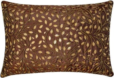 Decoratieve Kussenhoes - Lumbale Hoes - Interieur Verfraaien - Handgemaakt Borduurwerk - 30x60 cm - Bruin