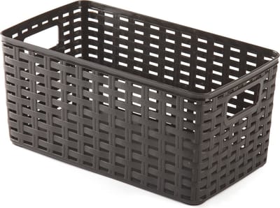 Plasticforte Opbergmand - Kastmand - rotan kunststof - choco bruin - 5 Liter - 15 x 28 x 13 cm