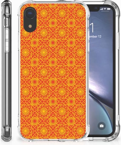 Apple iPhone Xr Doorzichtige Silicone Hoesje Batik Oranje