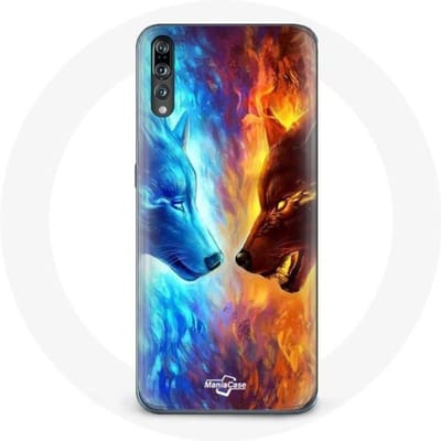 Coque pour Huawei p20 Loup de Glace et de feu