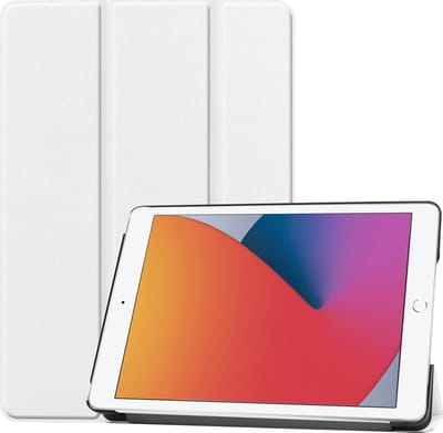 Hoesje - Geschikt voor Apple iPad 8 (2020) - 10.2 inch - 8e Generatie - Dun & Stevig - Hardcover Book Case - Trifold Bookcase Hoes - Hard Cover - Tablethoes - Wit
