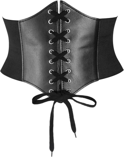 Corset Tailleband in Zwart voor Dames, Vintage Stijl, Elastische Taille, Perfect voor Kostuums en Feestjes, M (73-80 cm)