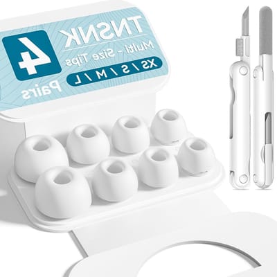 Vervangende Oordopjes voor AirPods Pro 2 en 1 met Geluidsreductie, Antislip Silicone Tips en Schoonmaakset, Inclusief Organizer voor Oordopjes - (C - Wit - (XS/S/M/L))