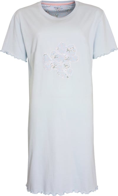 Tenderness Dames Nachthemd - Katoen - Korte Mouwen - Licht Blauw - Maat S