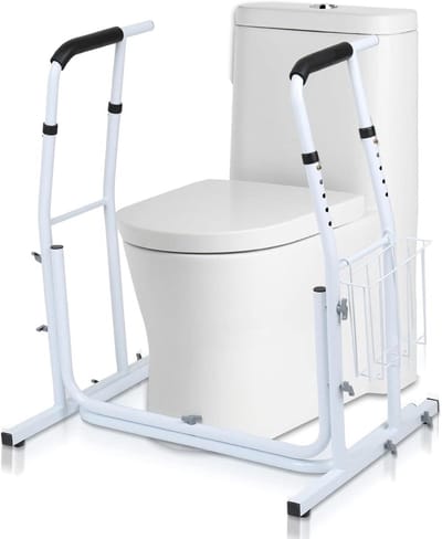 Opstahulp Toilet - Toiletsteunframe WC - Veilig Zelfstandig - In Hoogte Verstelbaar - 136 kg Draagvermogen - Wit