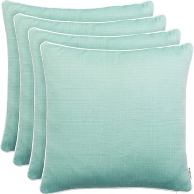 Thuys – Set Van 4 Buiten Tuinkussens – 45 x 45cm – Mintgroen Linnenlook Textuur