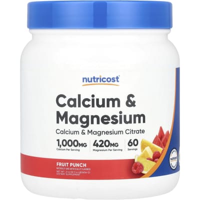 Nutricost, Calcium et Magnésium, Punch aux Fruits, 21,6 oz (606 g)